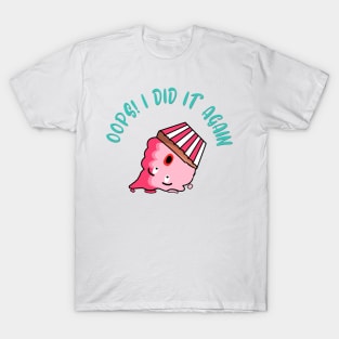 Oops Pink Cupcake Dropped Dessert Character T-Shirt